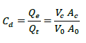 فرمول نسبت دبی واقعی به دبی تئوری
